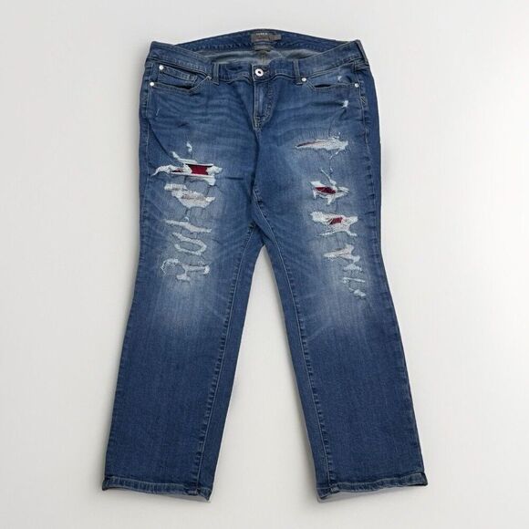 Torrid Jeans Womens Plus 18 S Boyfriend Straight Rip Repair Measures 39 x 25.5 - Picture 1 of 11